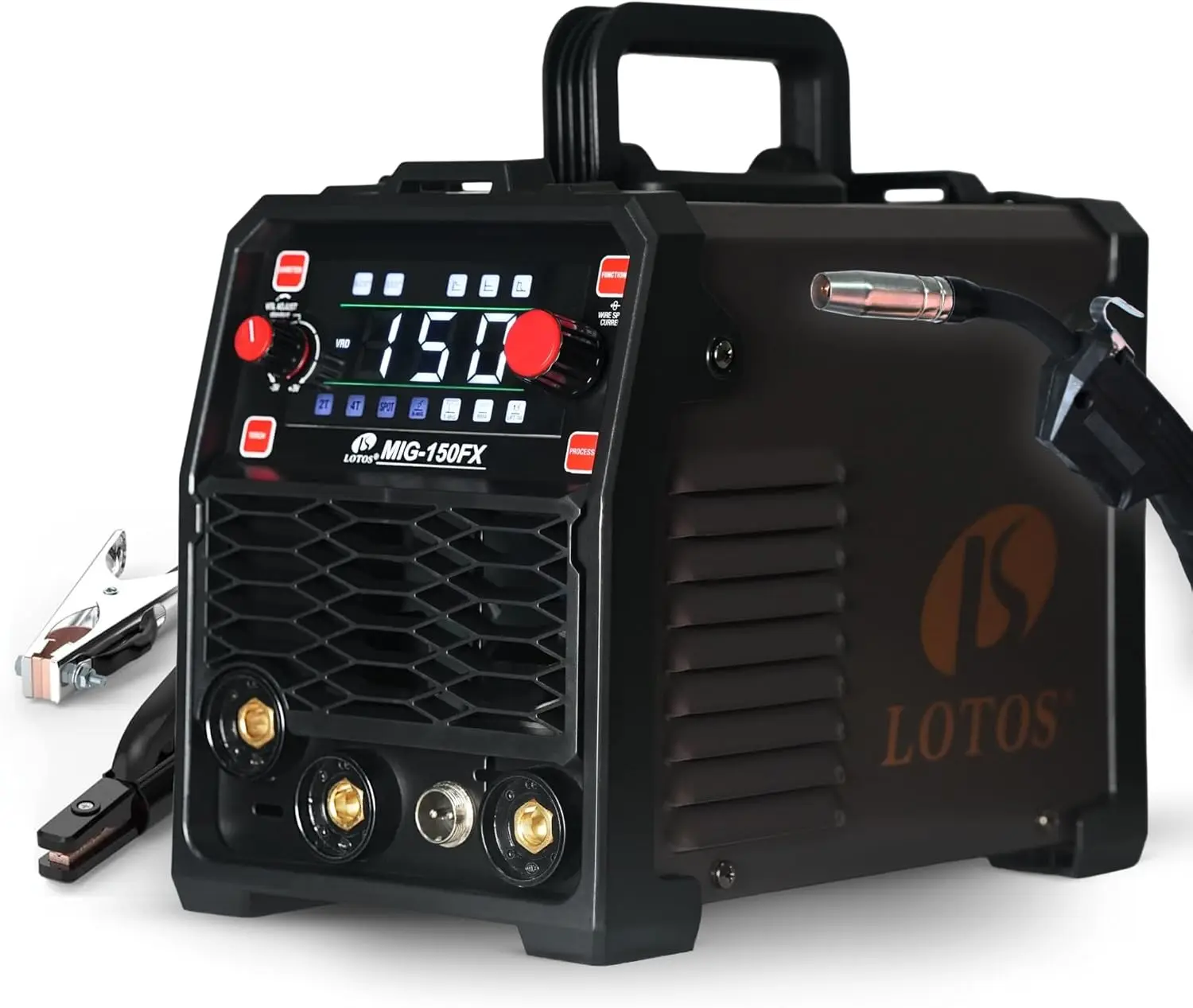 

150A MIG Welder 3-в-1 Synergic Flux Core/MMA/TIG, портативный IGBT-инвертор 120 В со светодиодным дисплеем, 2T/4T/точечные режимы, 0,030 футов/0,035 дюйма