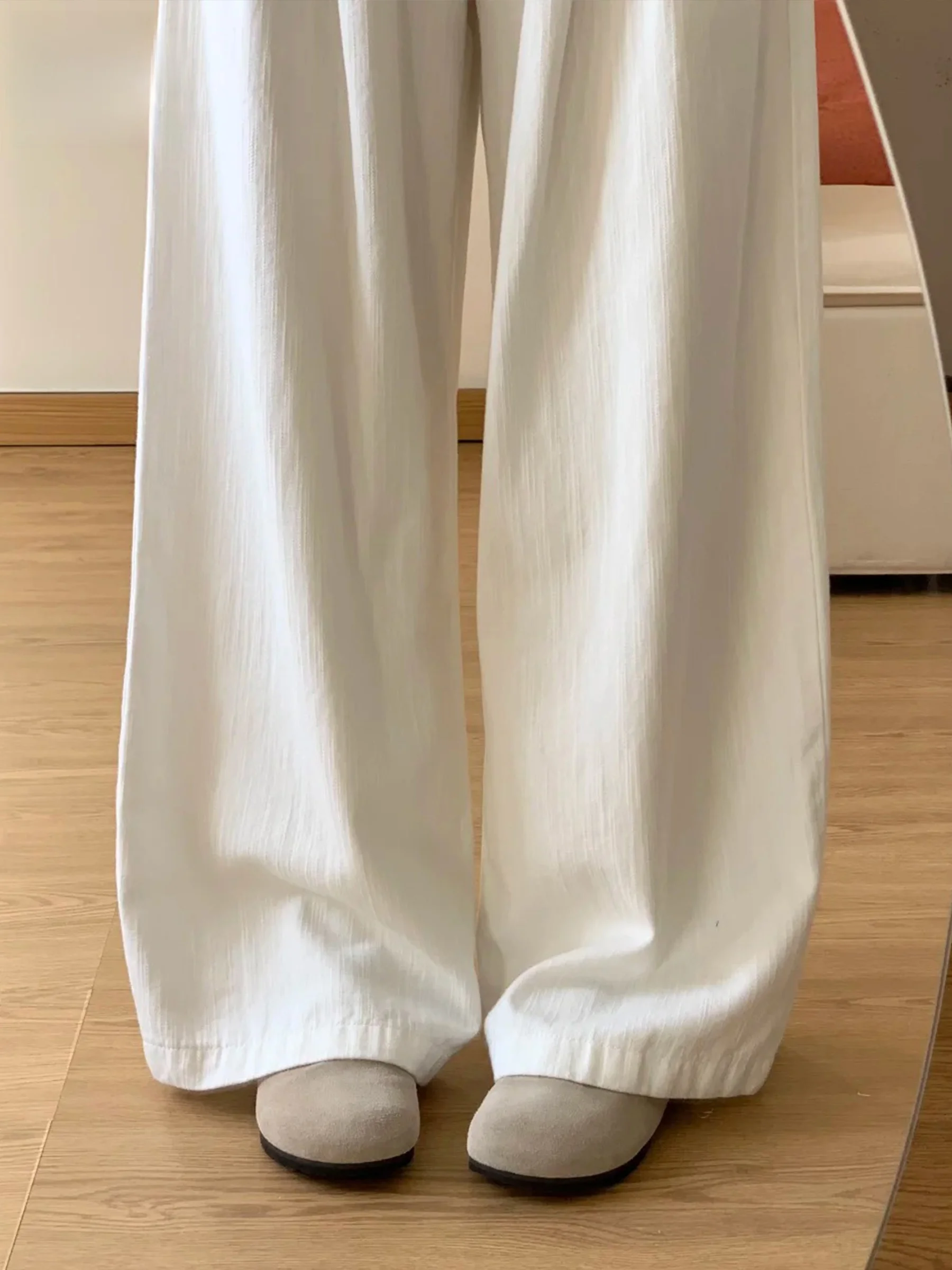 

Белые американские ретро-джинсы с широкими штанинами для женщин, летние, свободные, прямые, с высокой талией, повседневные, в стиле Hot Girl