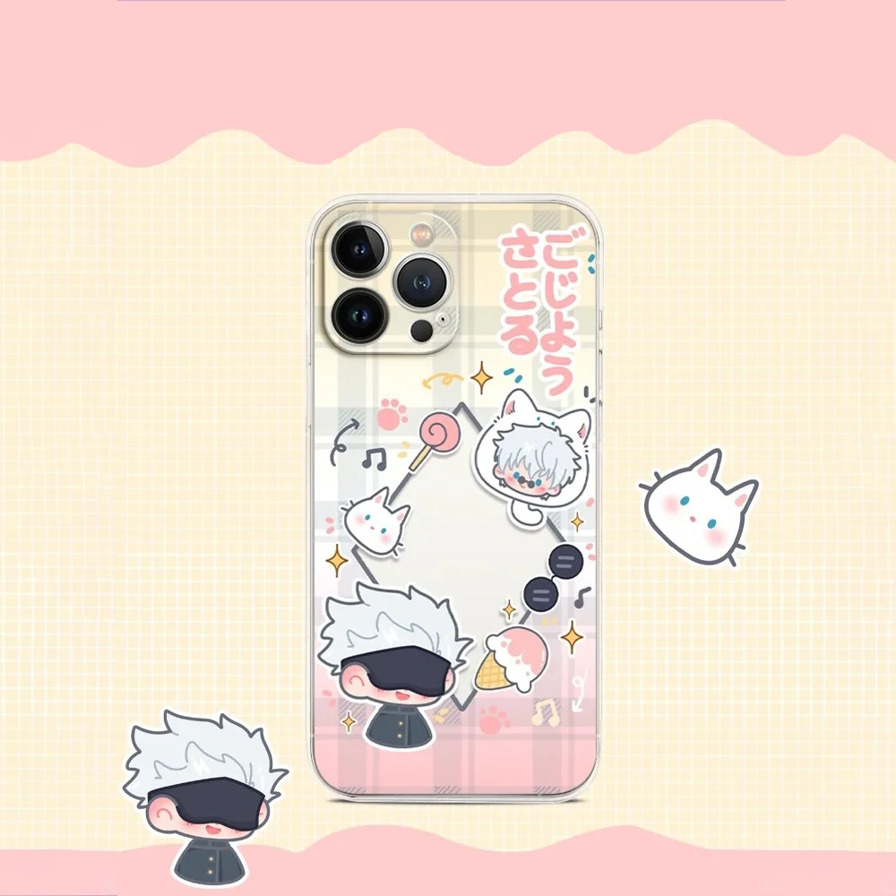 Jujutsu Kaisen Gojo Satoru جراب هاتف آيفون 17 16 15 14 13 12 11 15 Pro Max SE X XR XS Max 15 Plus أغطية شفافة Fundas