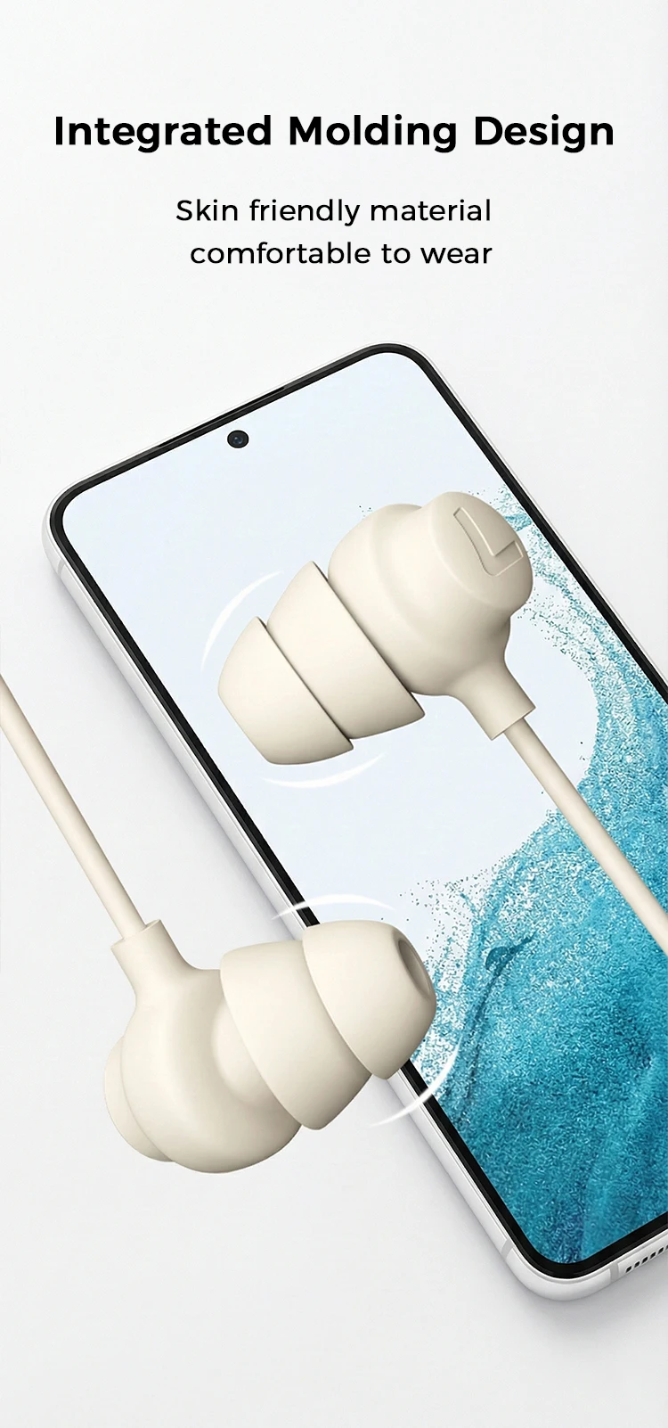 USB Type C Silicone Sleep Wired Earphones In Ear Headphones With Mic In-line Control For iPhone Samsung Noise Reduction Earbuds
