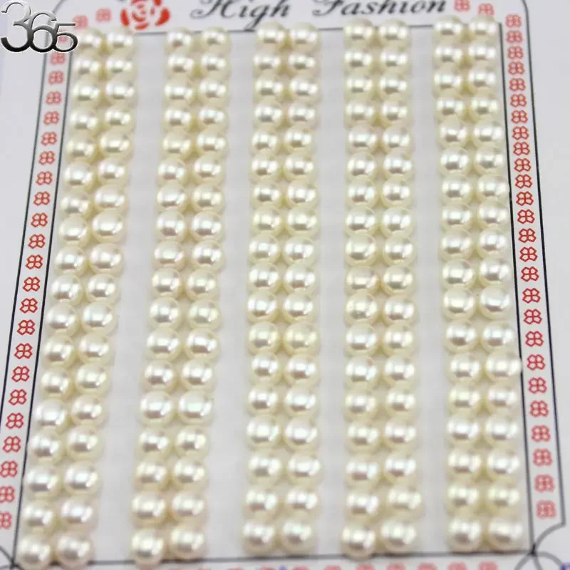 

20PCS 4-12MM Natural AAA Grade White Button Flat Back Round Freshwater Pearl Half Drilled Hole Loose Beads