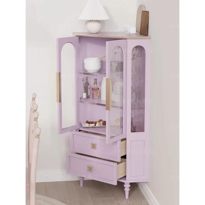 Dopamine taro purple corner storage locker glass door sideboard corner triangle locker cabinet