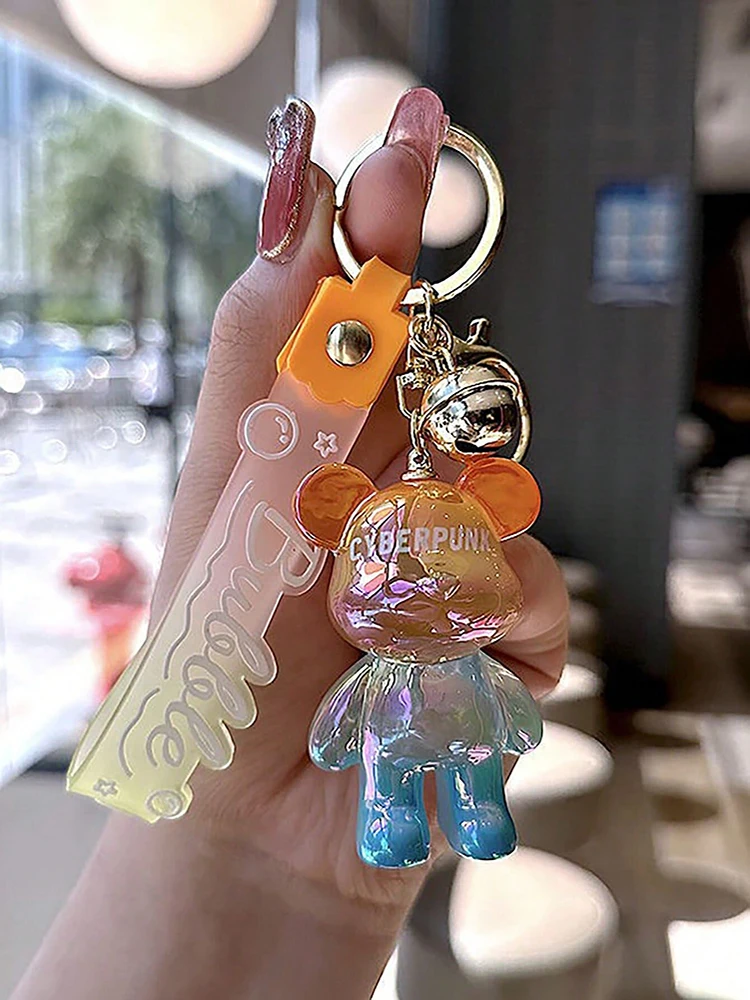 Creative Personality Gradient Colored Teddy Bear Key Chain Korean Version Bag Pendant Accessory image 6
