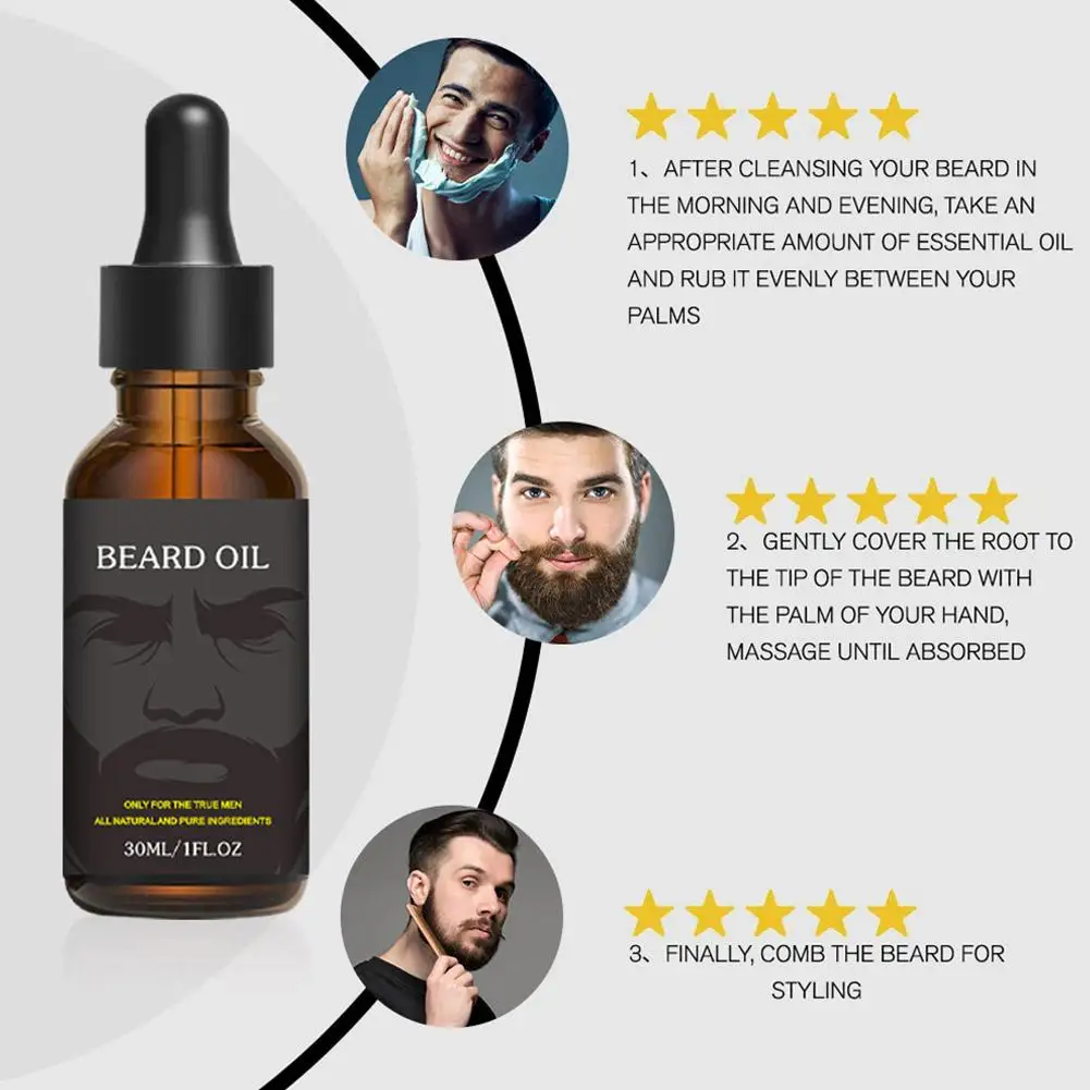 Aceite Esencial orgánico Natural para Barba, acondicionador para Barba, fragancia de té verde para hombres, aceite de crecimiento de barba, 30ml