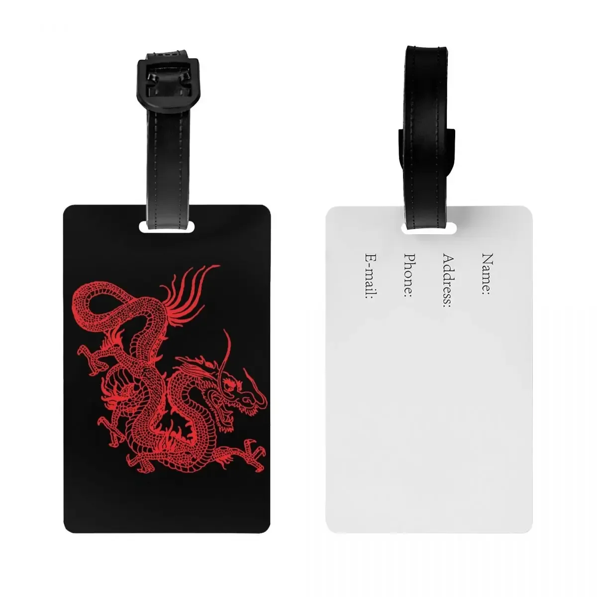 Custom Red  Dragon Luggage Tags For Suitcases Asian Oriental Style Art Privacy Cover ID Label