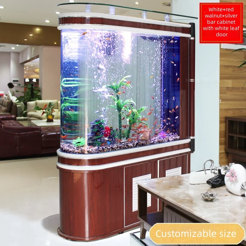 Luxury Modern Oval Glass Aquarium Kit Ultra-thin LED Light Filtration System Eco-friendly Durable Energy Saving Ultra Quiet