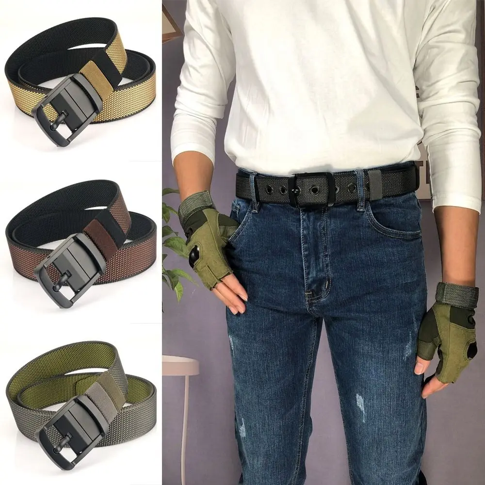 통기성 양면 캔버스 벨트, 빠른 건조, 듀얼 컬러 나일론 허리띠, 다목적 회전식 합금 핀 버클 벨트, 패션