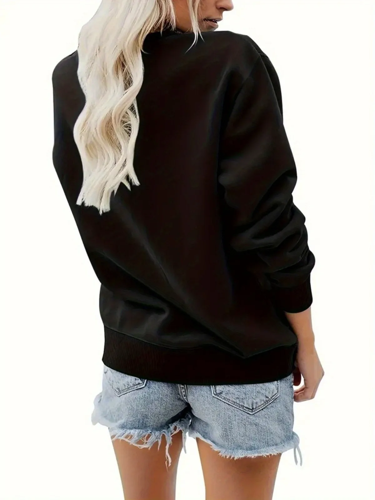 Women's Fashionable Christmas Lights Reindeer Print Round Neck Hoodie Casual Pullover Comfortable Holiday Gift Long Sleeved Top