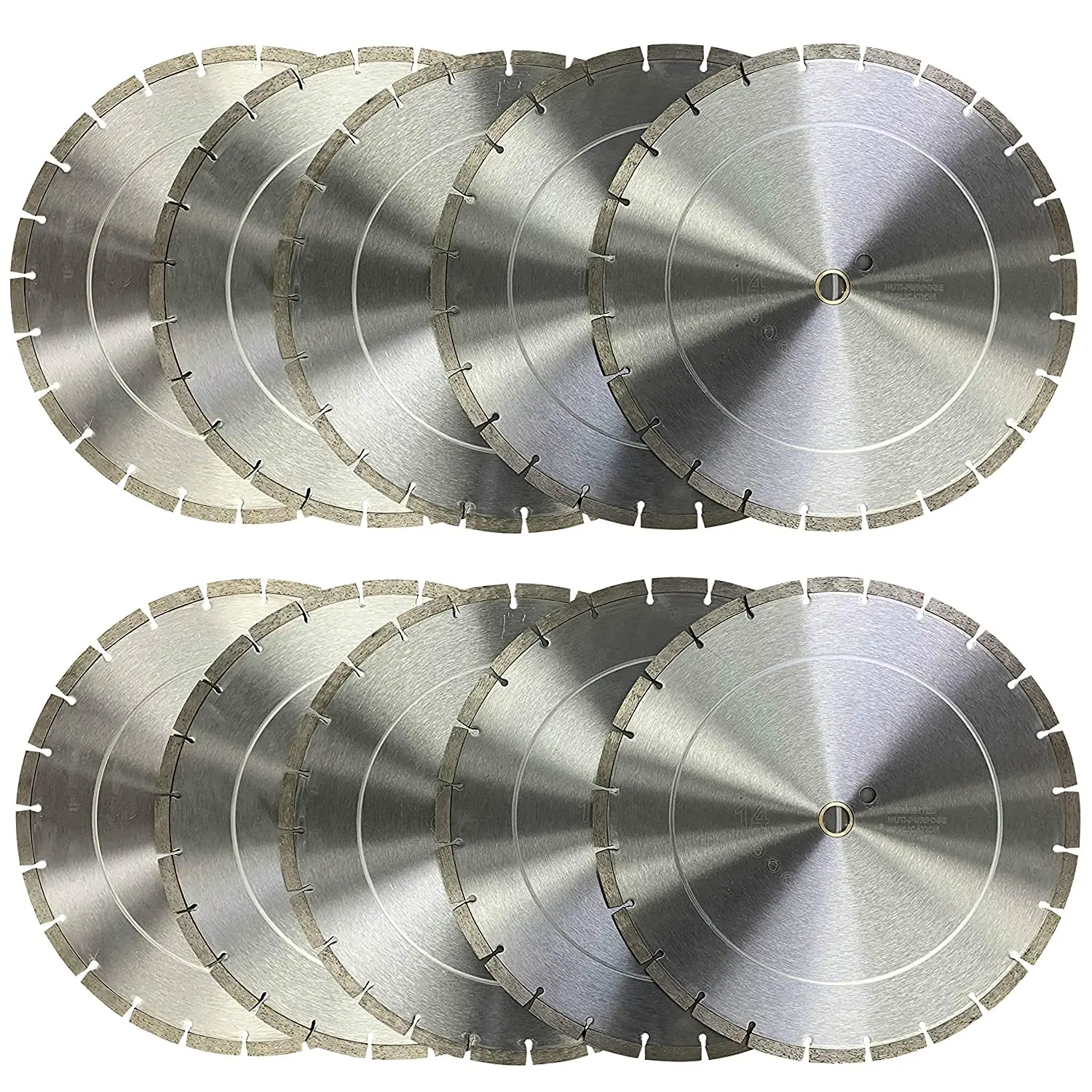 (10 Pack) 14 inch Dry or Wet Cutting General Purpose Segmented High Speed Diamond Saw Blades for Concrete Stone Brick Maso