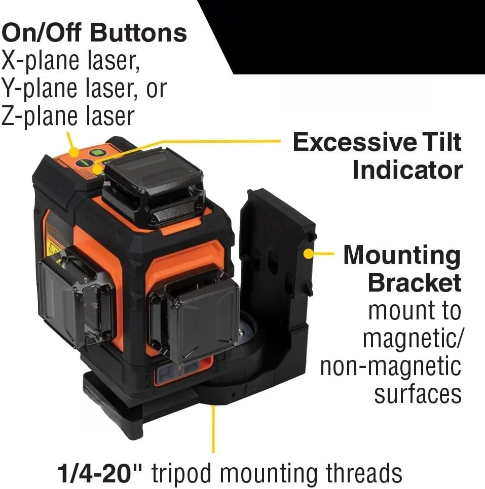 Nível de laser autonivelante ZZZS com aviões verdes brilhantes de 3x360 graus, bateria recarregável, montagem magnética