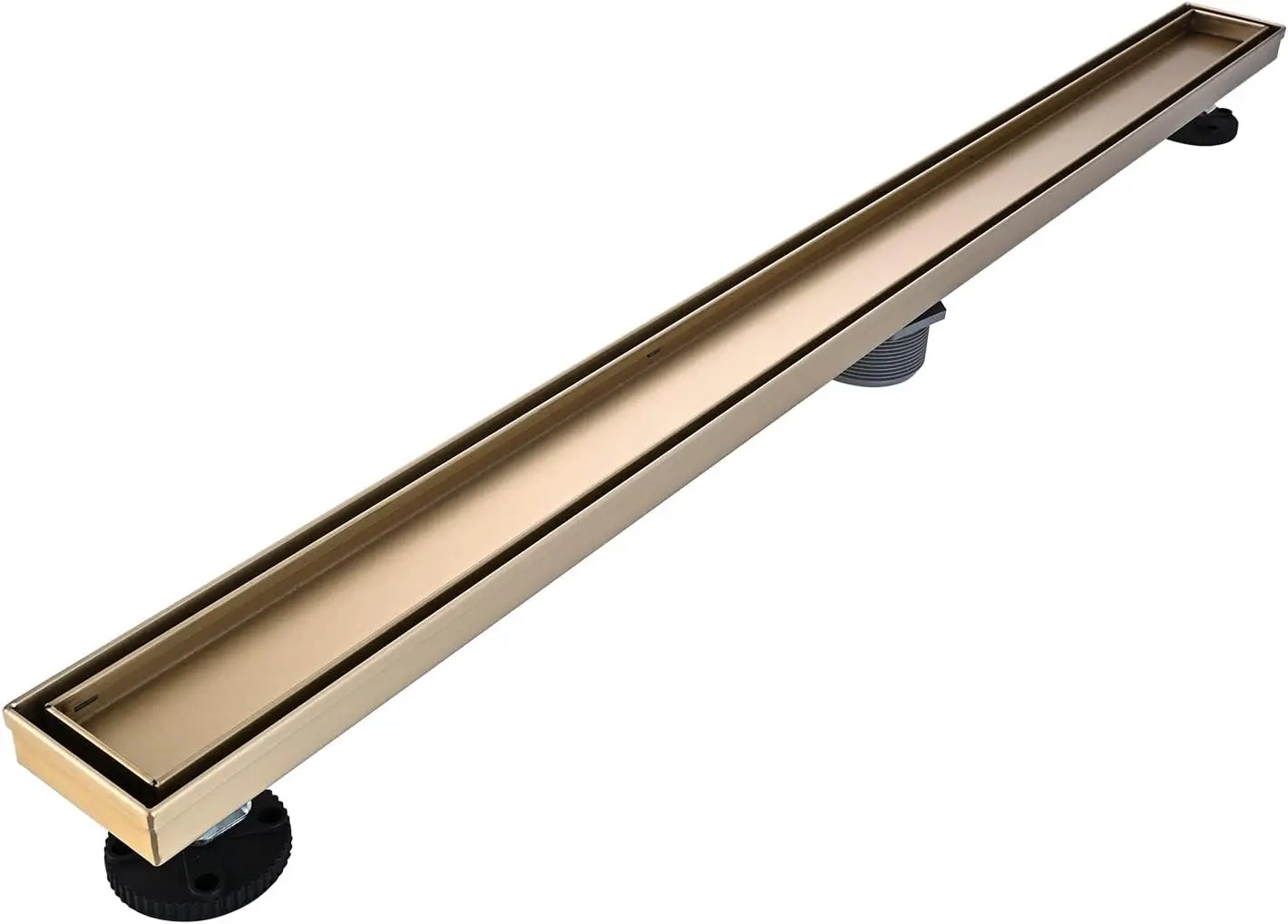 

Linear Shower Floor Drain, Brushed Gold 36 Inch 304 Stainless Steel Bathroom Drains Kit, Rectangular Shower Trench Drain with Re