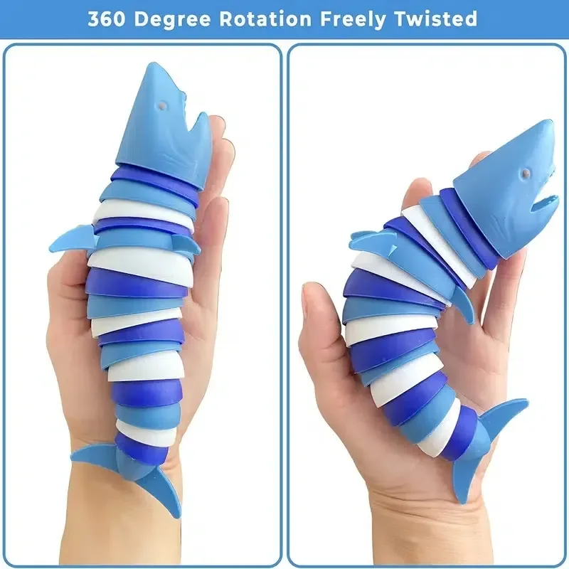 Articulated Shark Stress Reliever Hand Toy,Sensory Fidget Toy For Adults And Kids,Pressure Relief And Anti-Anxiety Desk Toy