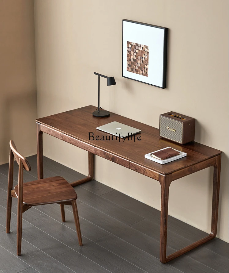 North American Black Walnut Solid Wood Computer Desk Writing Desk Log Small Apartment