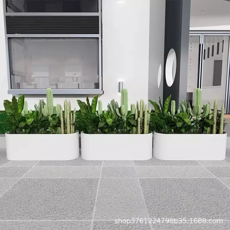 

Outdoor wrought iron oval flower box combination restaurant flower slot partition flower stand sales department rectangular