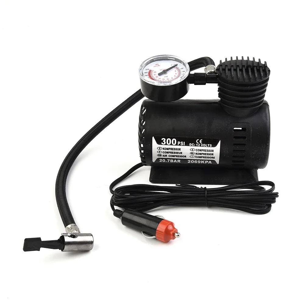 Mini Air Compressor 300PSI 12V Car Electric Air Pump Automatic Tire Pressure Test Car Tire Inflator Portable ABS Tyre Inflator