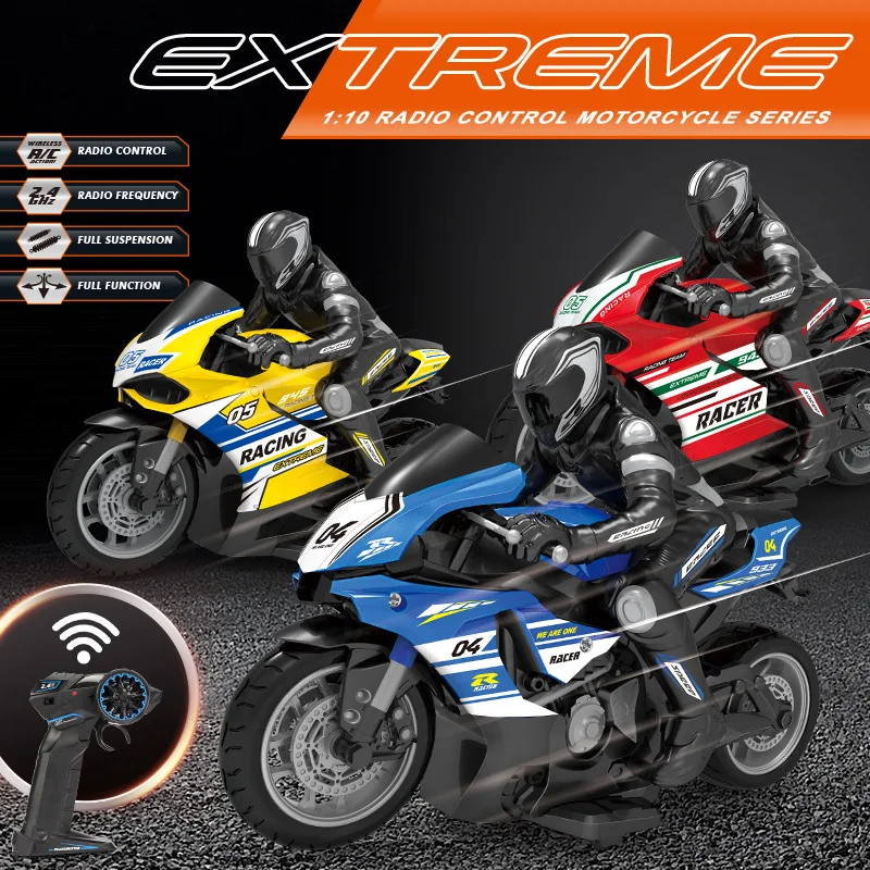 1:10 RC Motorcycle 4CH Electric Motor High Speed Remote Control Racing Motorcycle Drift Car Model Boy Xmas Gifts for Children