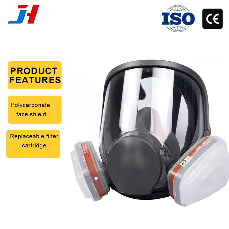 Welding Protection Anti-Virus Full Face Mask with PC Visor Double Canister Filter for Dust & Toxic Gas Food-Grade Silicone Seal