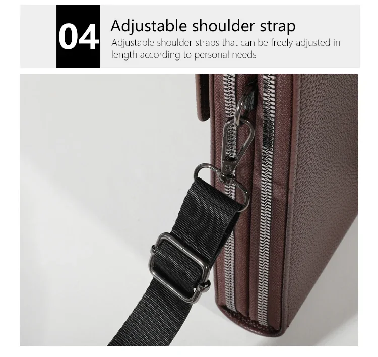 Doppellagige Umhängetasche, neutrale Business-Geldtasche, Umhängetasche aus PU-Leder – Detail 12