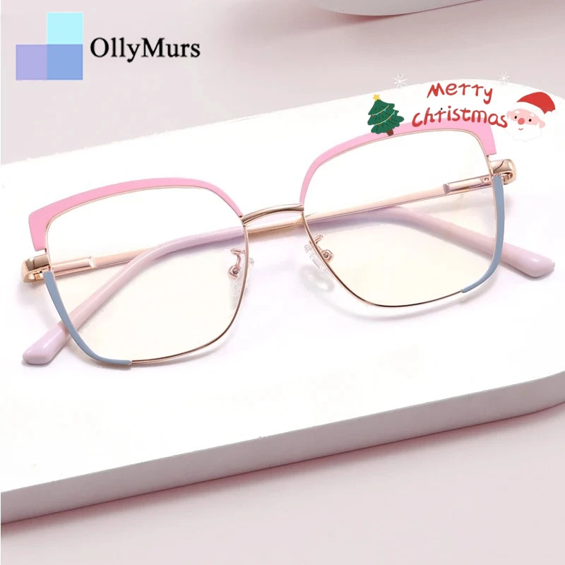 

OLLYMURS модные кошачьи глаза по индивидуальному заказу по рецепту оптические металлические линзы с защитой от синего света женские очки для близорукости мужские очки для чтения