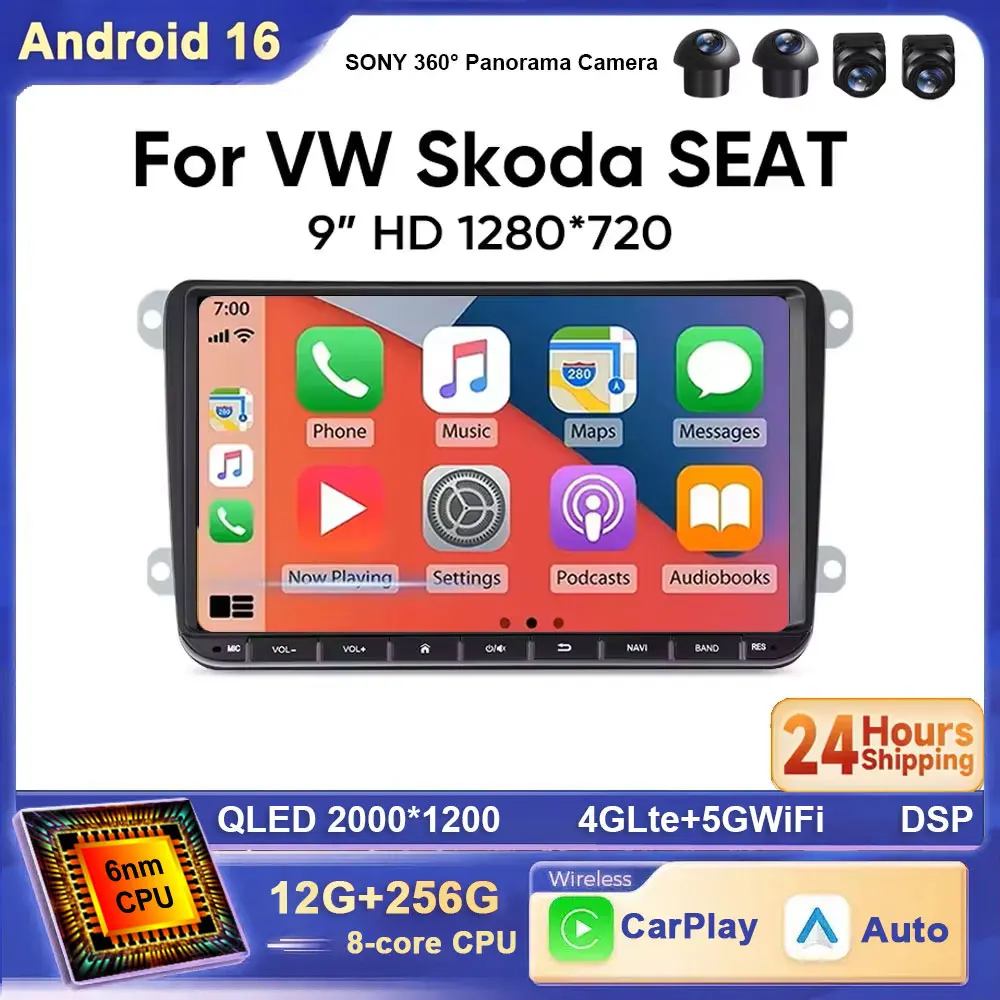 Android 16 Car Radio Player for VW Volkswagen Passat B6 GOLF 5 Scirocco Caddy Jetta Amarok Skoda Carplay Multimedia Autoradio