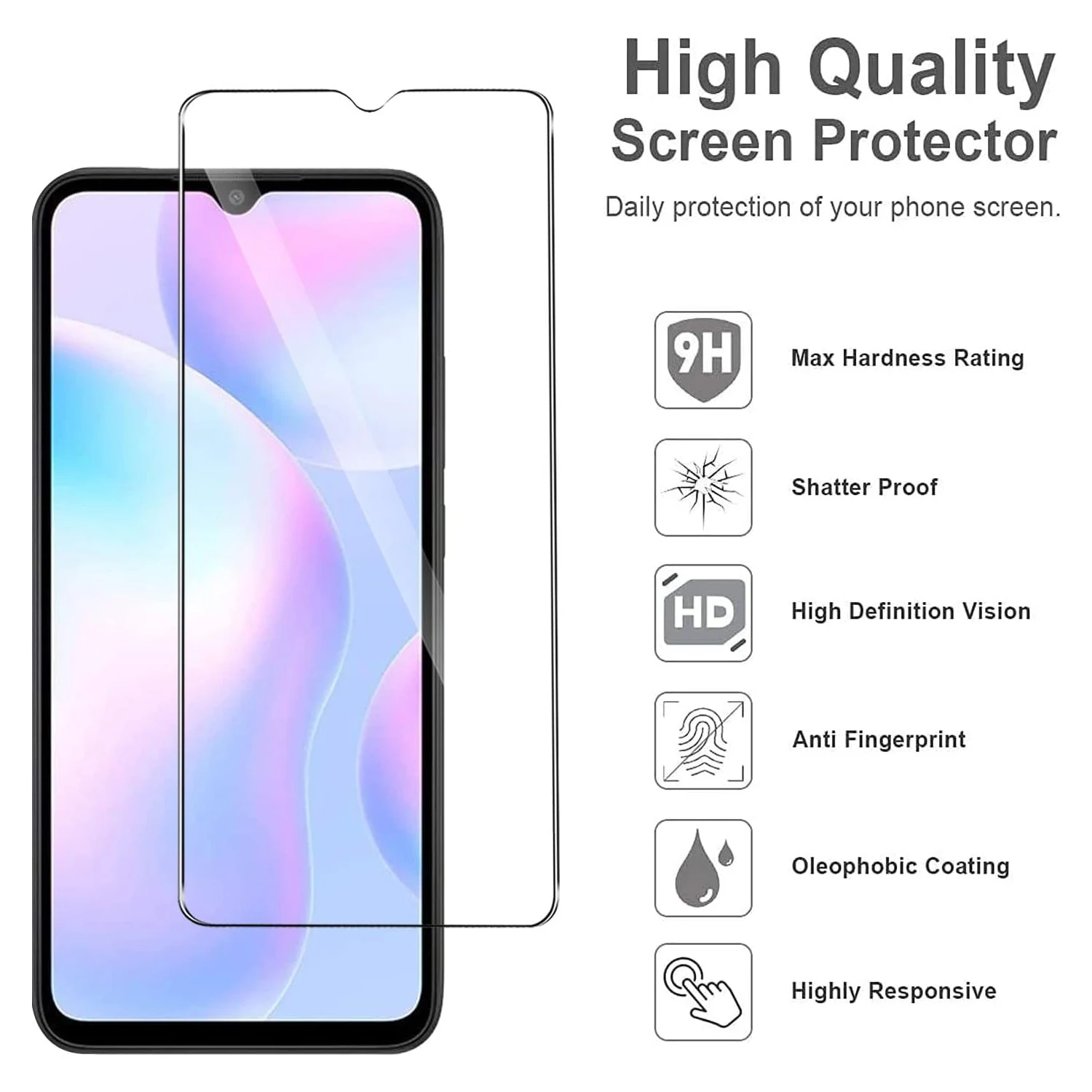 2/4Pcs Tempered Glass For Xiaomi Redmi 9A Screen Protector Glass Film