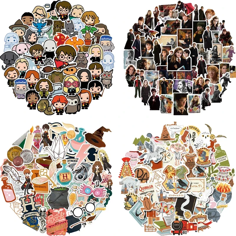 50pcs Harries Magic Stickers Cartoon Anime Figure Potters Waterproof Graffiti Toys Computer Water Cup Children Sticker Gifts