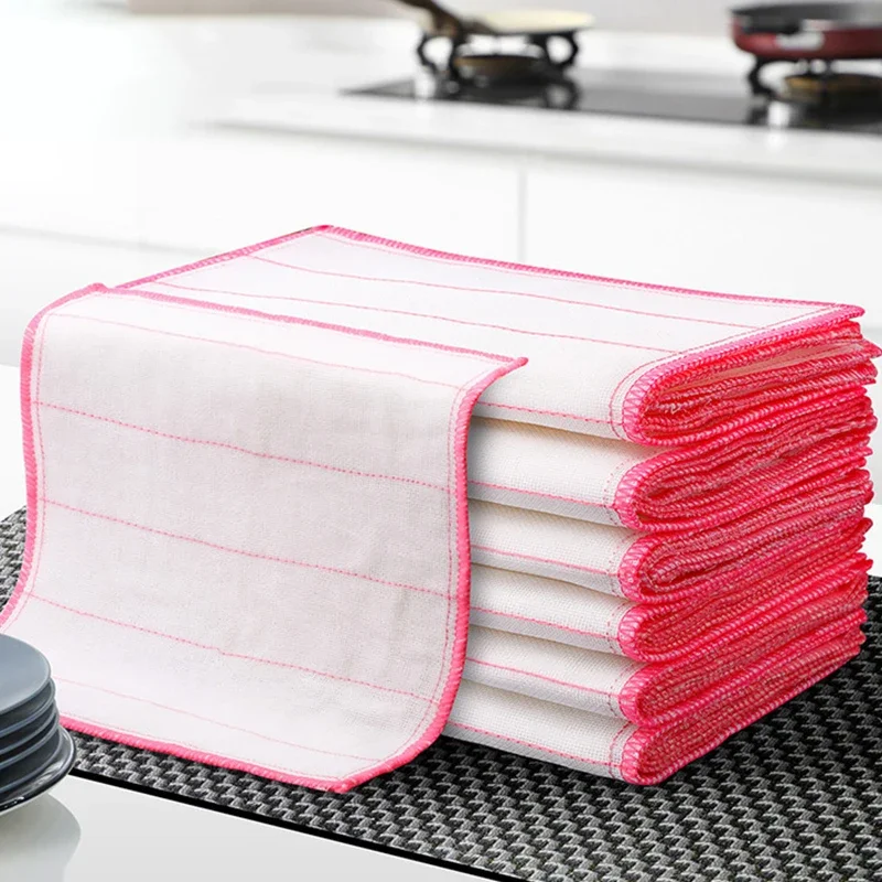 30x30cm 8 Layers Cotton Dish Cleaning Cloths Multifunctional Oil Wipe Absorbent Dish Towels Reusable Kitchen Rugs Kitchen Tools