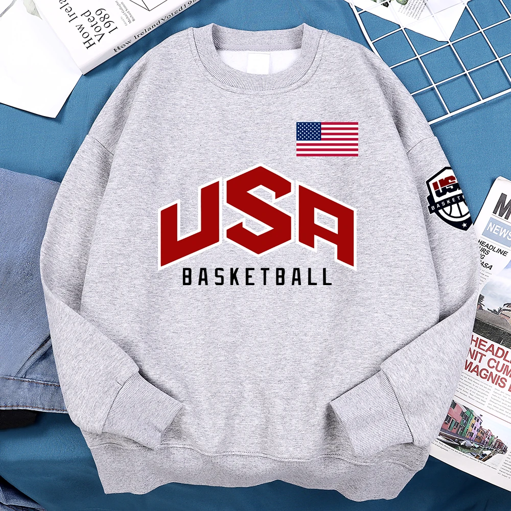 26USA Basketballer Printed Street Casual Hoody Men Women Hip Hop Oversized Clothing Loose Warm Fleece Sweatshirts Couple Hoodies