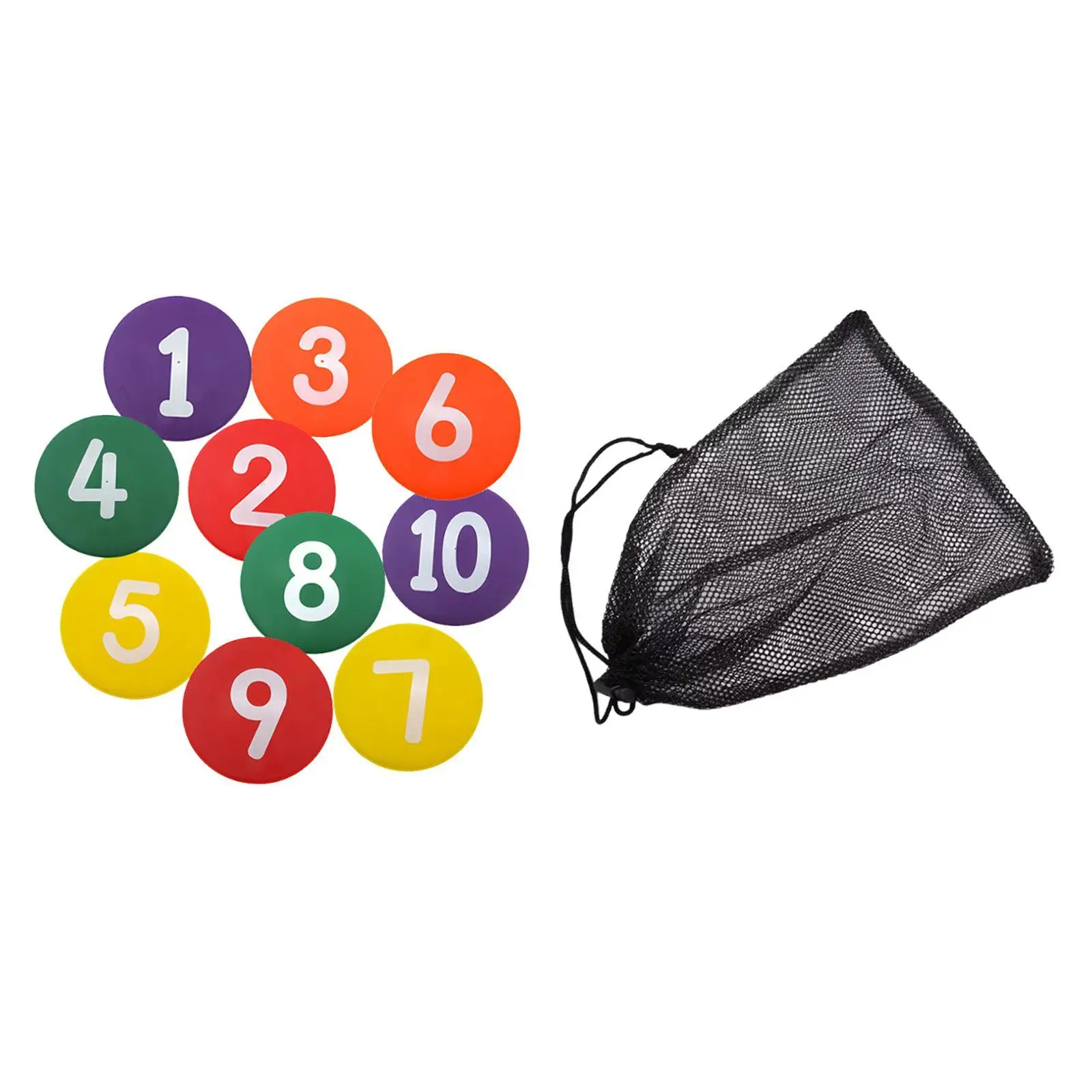 10Pcs Numbered Floor Spot Markers Equipment Flat Disc Markers for Soccer Training Exercise Basketball Indoor Outdoor Activities
