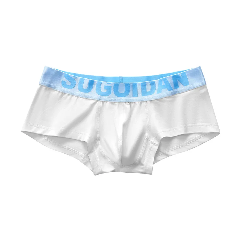 SUGOIDAN trendy men fashion low-rise panties sexy U-convex cotton boxers slim fit sports breathable boxers