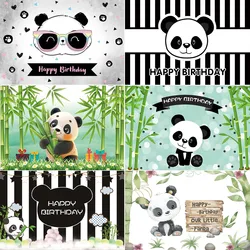 Cute Panda Theme Bamboo Birthday Party Background Photography Baby Shower Newborn Portrait Photo Customized Poster Photo Studio