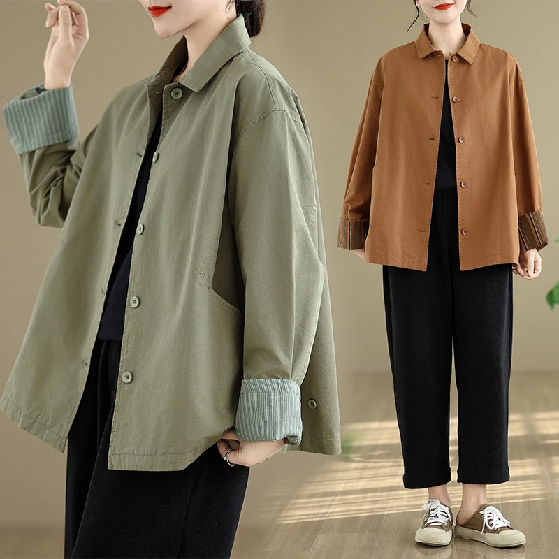 elegant-simple-women's-original-brand-spring-autumn-loose-fit-collar-windbreaker-jacket-casual-versatile-outerwear-coat
