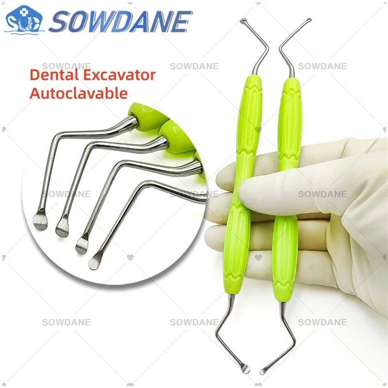 

Silicon Handle Autoclavable Dental Scaler Spoon Tooth Cleaning Excavator Restorative Instruments Spoon Tool Long tip
