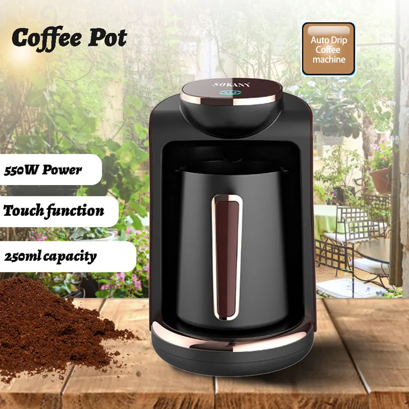 250ml Electric Coffee Pot, Office Home Milk Coffee Maker Machine, 550W High Power,LED Display Switch Touch Function,4 Cups