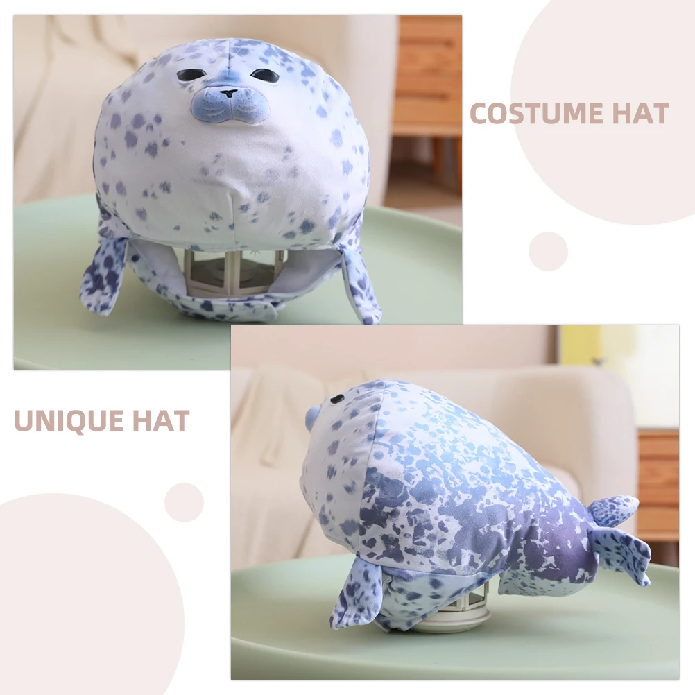 Seal Head Hat Animal Funny Costume Headwear Stuffed Decorative Carnival Party Accessories Adult Women Cosplay Props