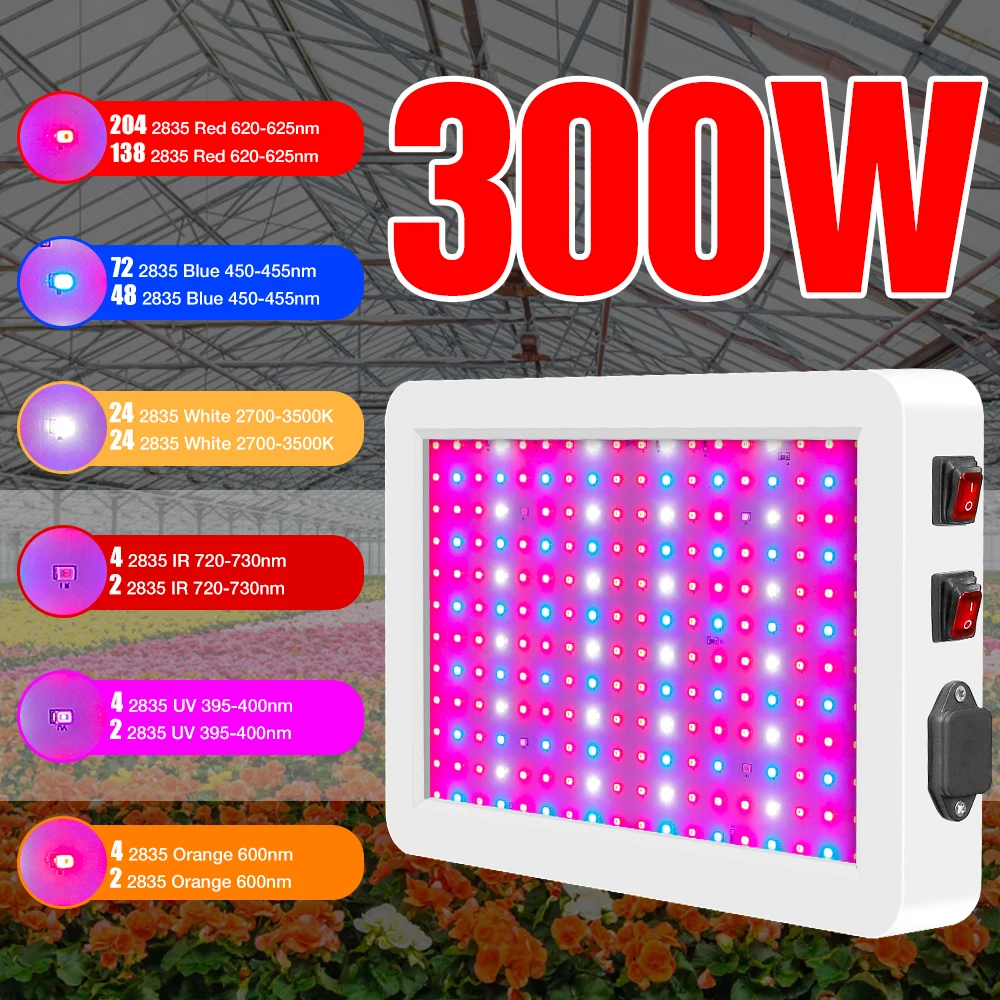 

300W 500W Grow Lights LED Full Spectrum Phytolamp E27 Planting Growth Bulbs 220V Indoor Greenhouse Tent Plant Hydroponics Lamp