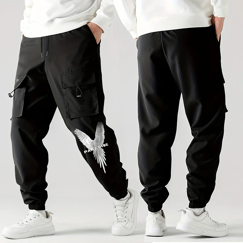 Cross Print Cargo Pants for Men Spring Fall Outdoor Casual Work Trousers Joggers Sweatpants Quick Dry Tactical Pants with Pocket