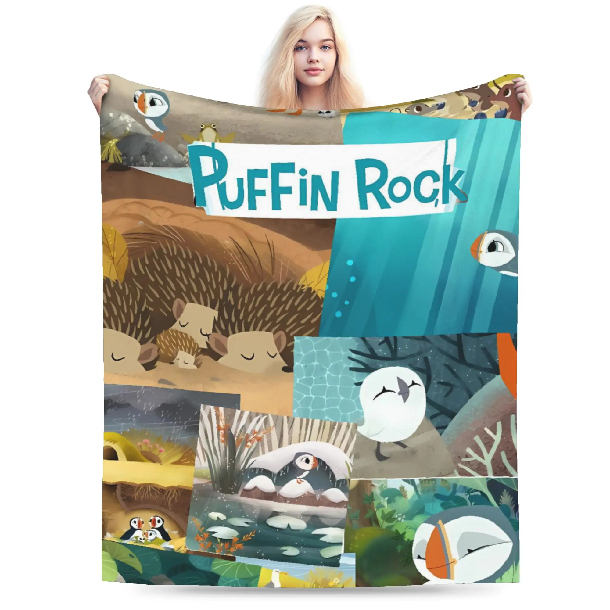 

Puffin Rock Plush Blankets Kids Flannel Throw Blanket For Outdoor Super Soft Design Quality Bedspread Gift