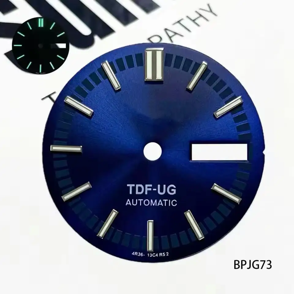 

28.5mm 5 New Sports-Style Double-Calendar TDF-UG Green Luminous Dials, Suitable for NH35/36 Automatic Movement Watch Accessories
