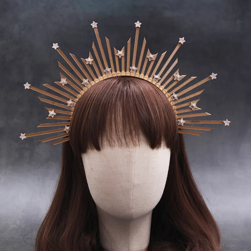 Couronne diadème gothique Lolita Vintage, déesse du soleil, couronne Baroque, couronne Lolita KC, couvre-chef reine princesse, accessoires pour cheveux cosplay