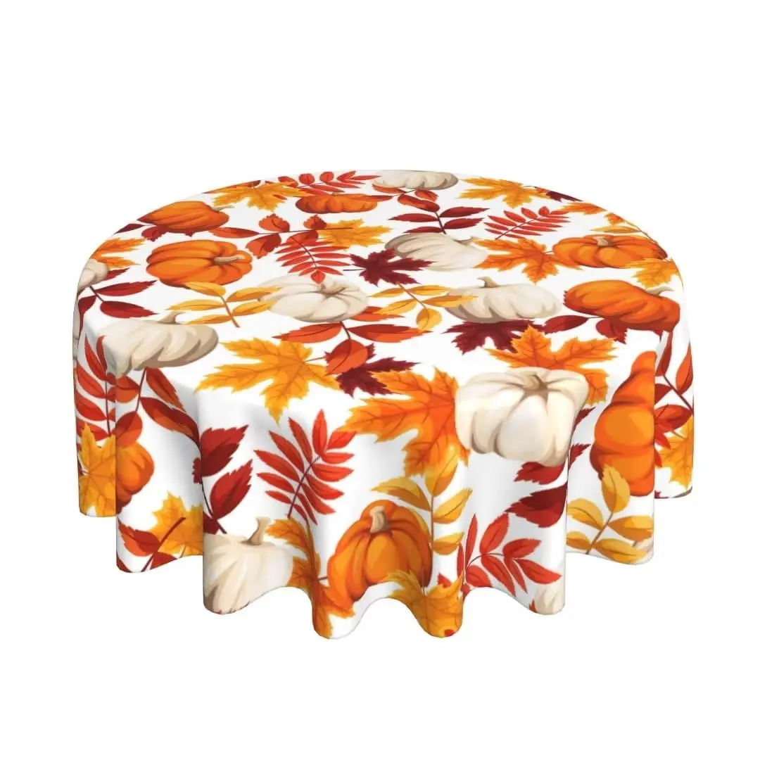 

Fall Tablecloth 70 Inch Round Rustic Thanksgiving Pumpkin Maple Leaves Tablecloths Fabric Farmhouse Autumn Table Cloth D