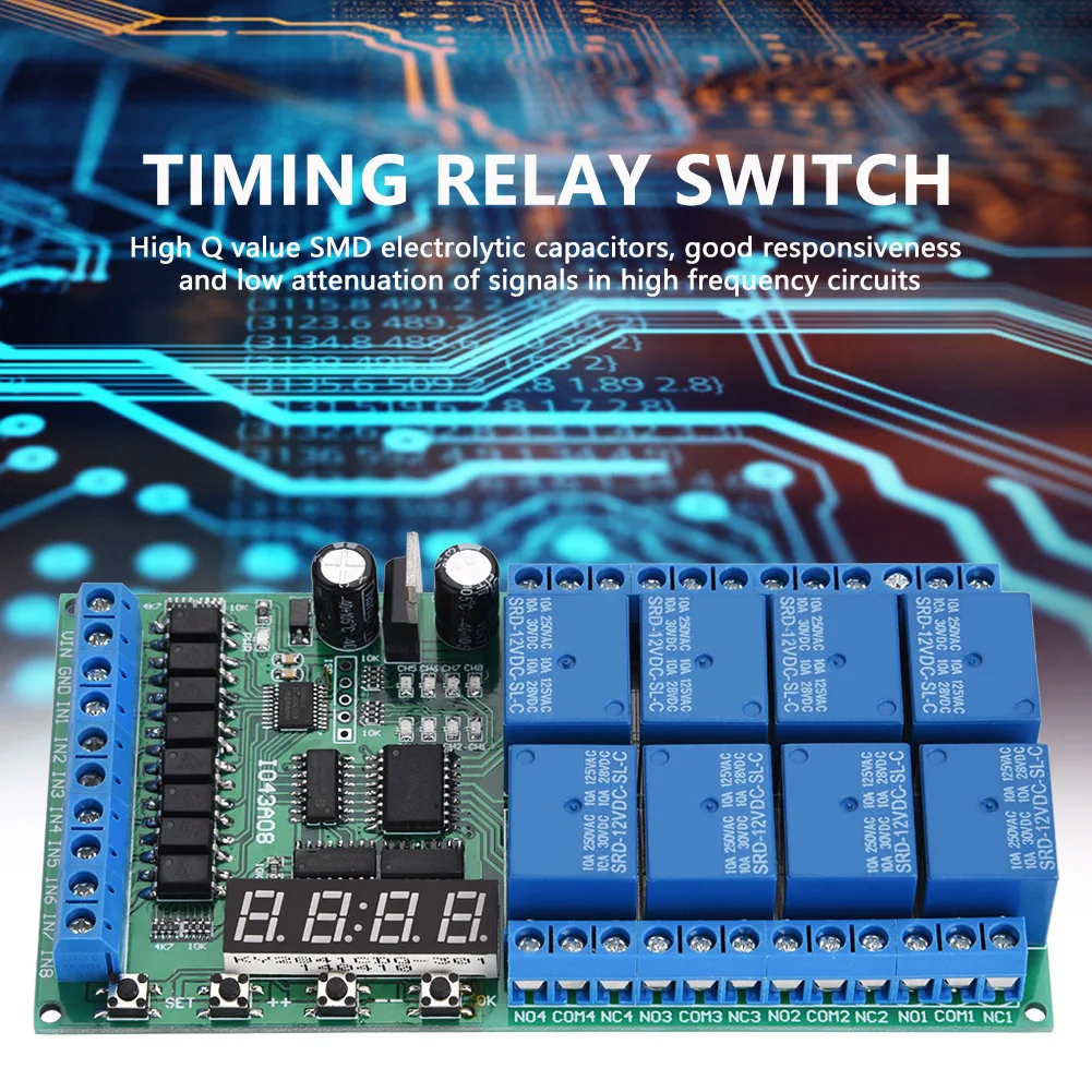 Multifunction Time Relay Timing Relay Switch  12V 8CH LED Multifunction Digital Delay Time Cycle Timing Relay Switch Module