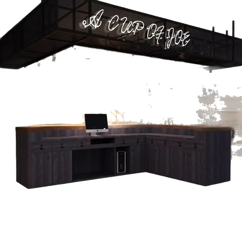 for Coffee Shop Pub Front Desk Restaurant BBQ Checkout Counter Hotel Reception Retro Industrial Style Bar Table
