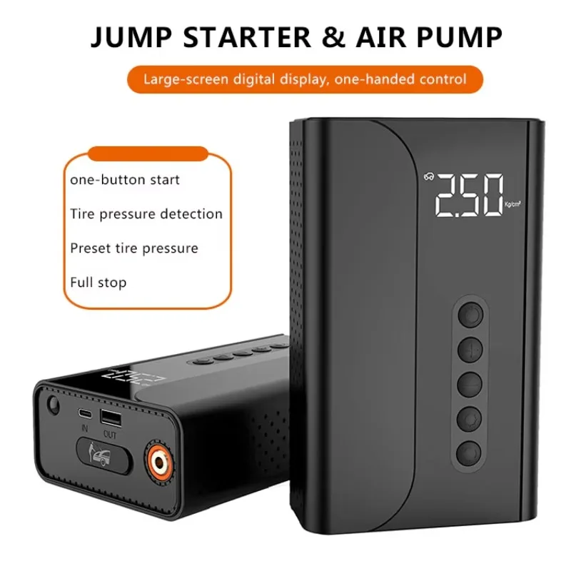 Car Inflator Bat New  Portable  Jump Starter 2in1 with air Pump Inflator  Buit-in air Pump Car Inflator Auto Battery Booster