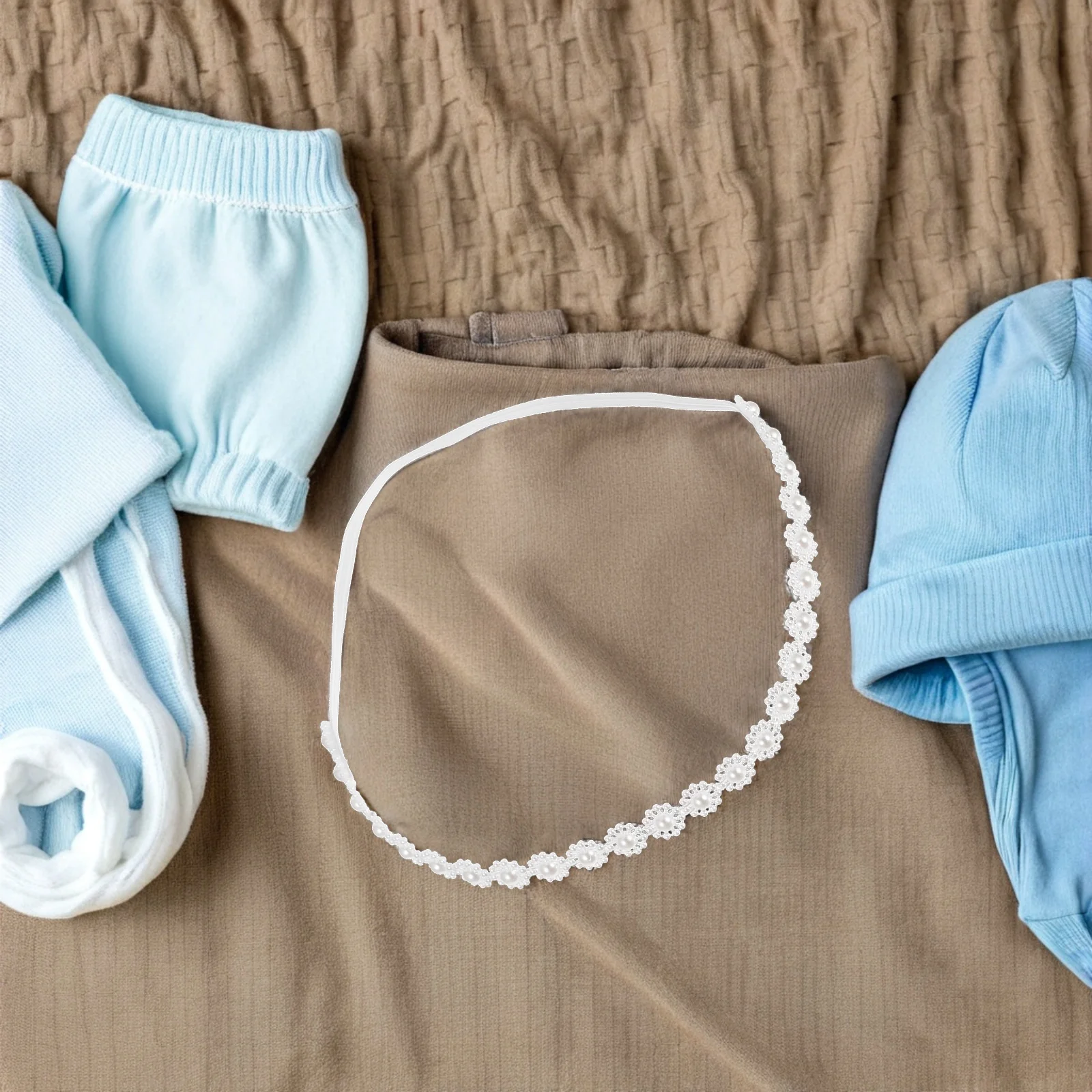 

Newborn Pearl Headband Soft Creamy White Beaded Design Photography Props Infant Girl Accessory Baby Headbands Girl