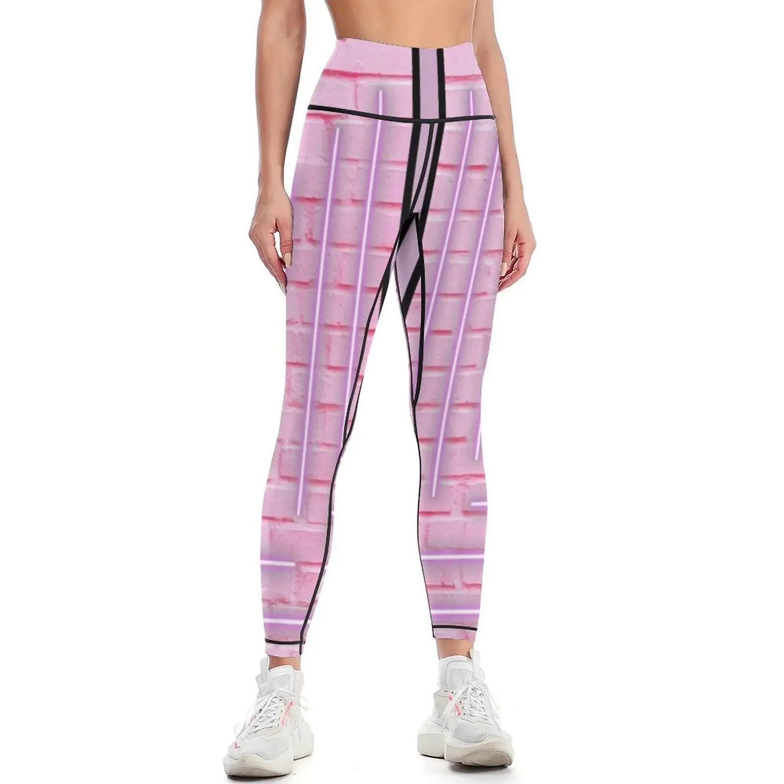 

Pink line pattern Leggings sports for push up sports woman gym Tight fitting woman sport set Womens Leggings