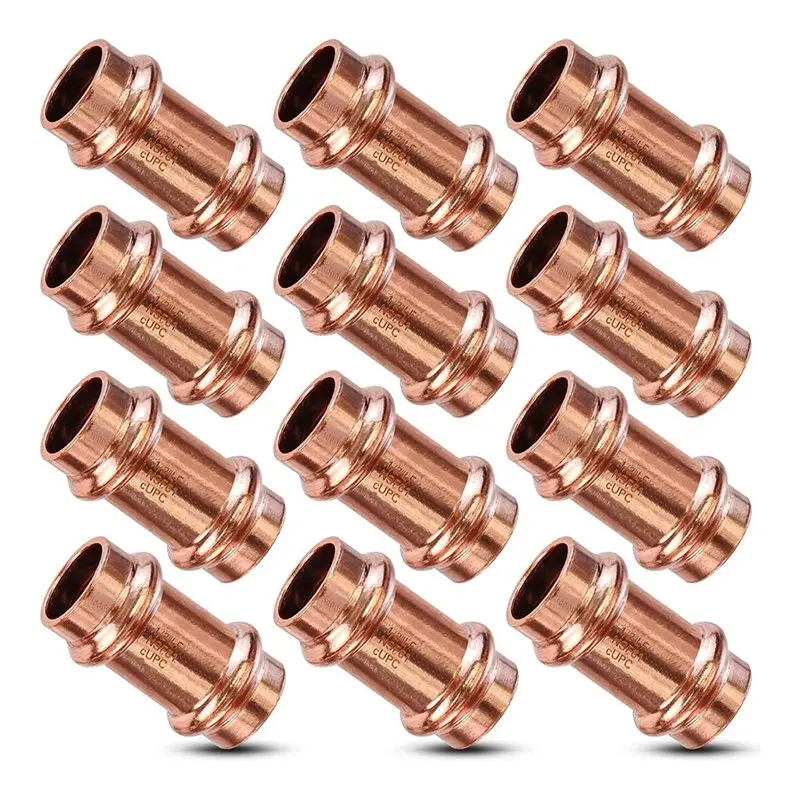 

A25F-Copper Couplings 1/2-Inch With Stop, 1/2-Inch Pxp Zero Lead, Outer Diameter 5/8"- Press Fittings,10Pcs Set