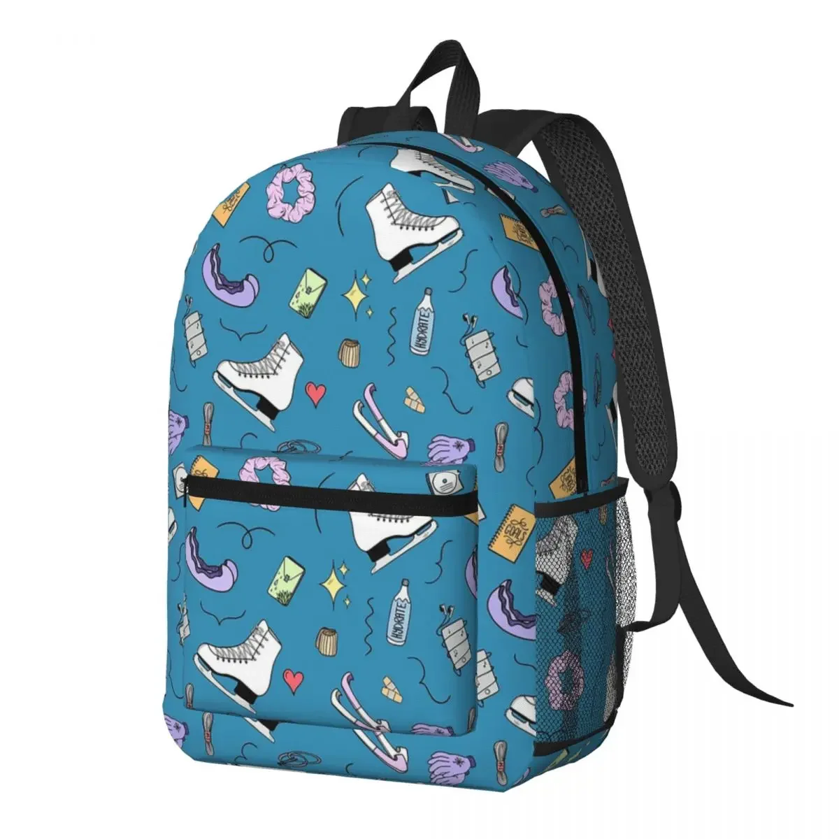 Colorful Ice Skates Pattern Backpack Daypack Large Capacity Children BookBag School Bag Shoulder Bags for Men Women