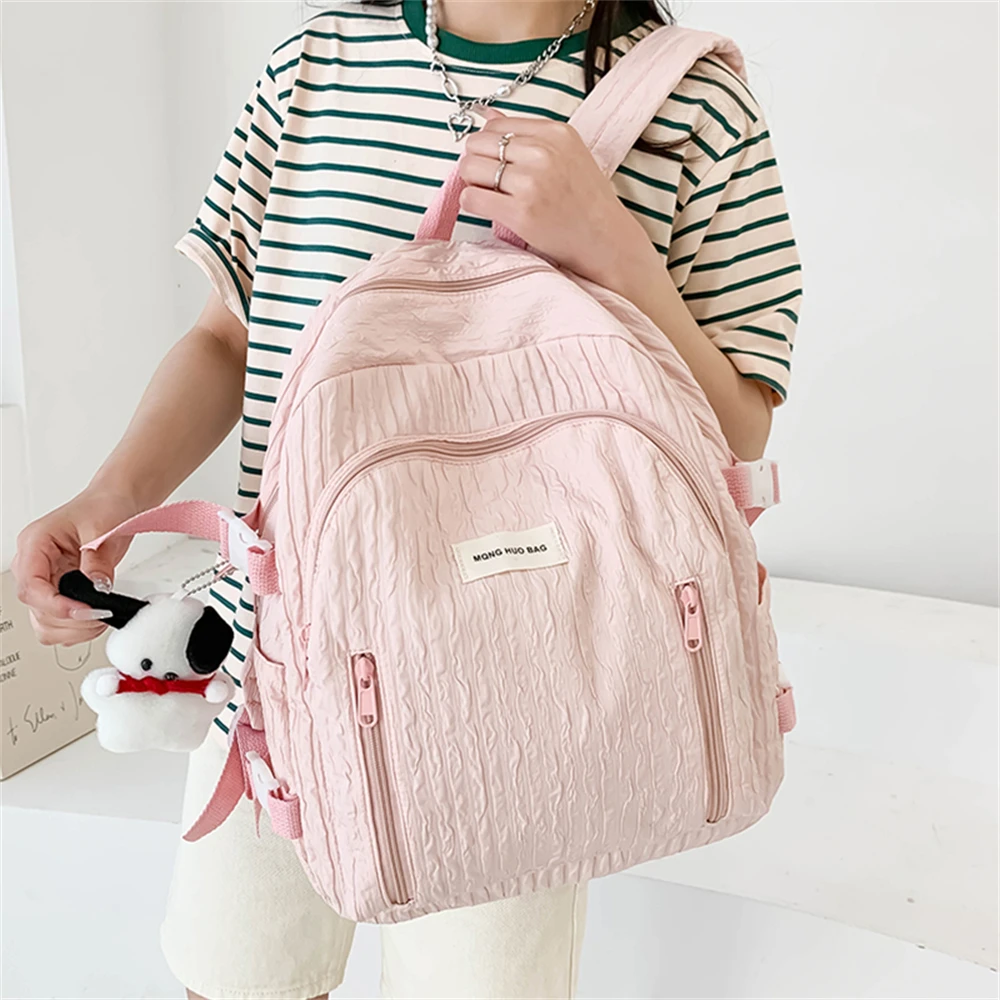 New Canvas Women Backpack Female Travel Bag Backpacks Schoolbag for Teenage Girls Solid Color Bookbag Mochila Bookbag Sac Femme