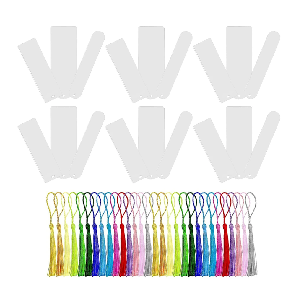 

30Pcs Transparent Acrylic Bookmarks Diy Blank Tassel Reading Markers For Teachers